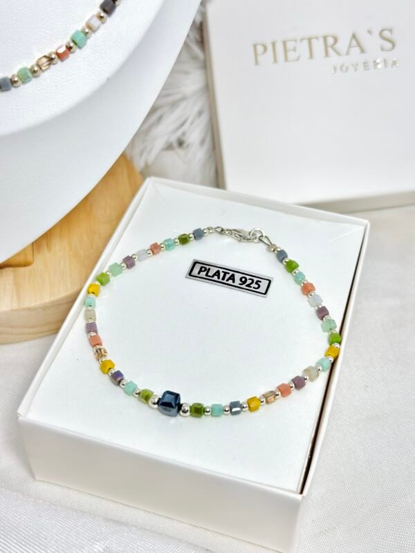 PULSERA CRISTAL CUBO AMARILLO